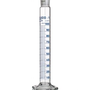 MEASURING CYLINDER WITH NZ AND PLASTIC STOPPER, BLUE GRADUATION, CLASS A