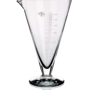 CONICAL MEASURING GLASS (MENSURA) WITH GLASS BASE AND SCALE